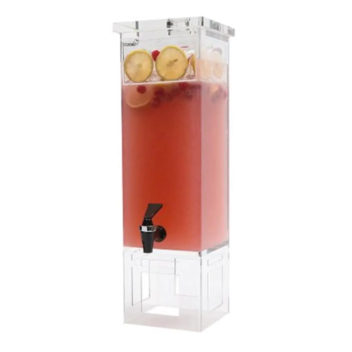 Rosseto Serving Solutions LD111 Acrylic Base Rectangle Beverage Dispenser - 2gal Chill Ice Water Dispenser for Kitchen Household Use, 2 Gallon Dispenser