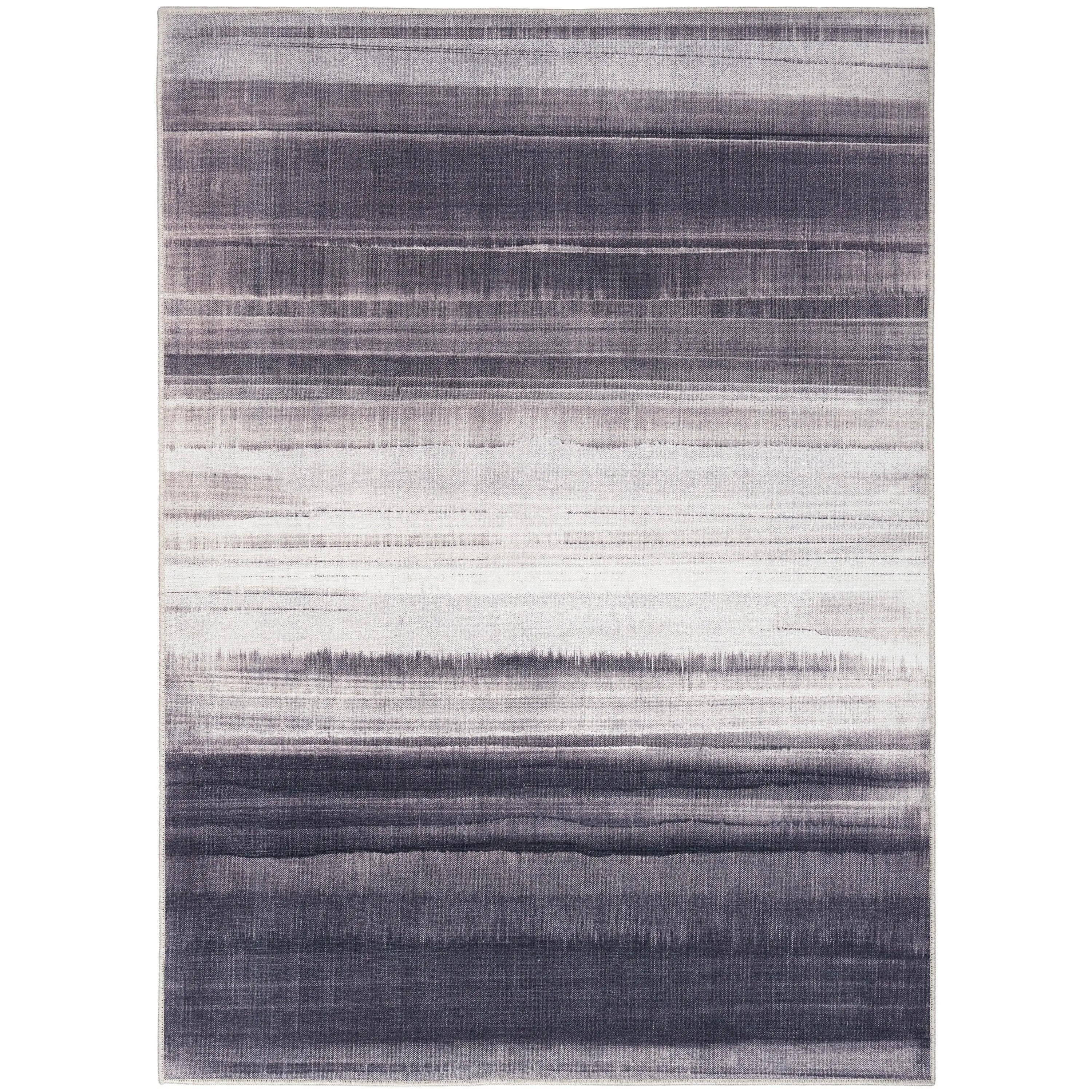 Calvin Klein Launder LDR01 Ivory Black Contemporary Power-loomed Rug