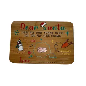 Santa Tray Board, Personalized Santa Christmas Tray Plates Family Serving Plates Bamboo Wood Wooden