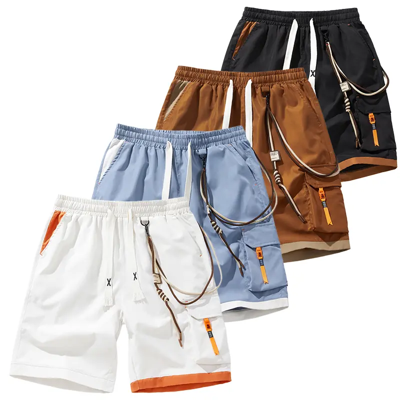 Men’s summer American-style color-block cargo shorts-design-forward straight-leg casual athletic mid-length shorts; men’s fashionable, versatile, minimalist everyday shorts with premium quality.#SummerWins