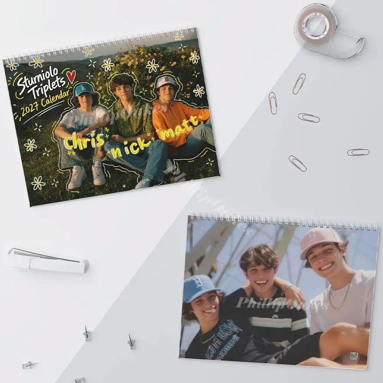 Sturniolo Triplets Wall Calendar 2027 Calendar for Fan Lover 270gsm Premium Paper 11x8.5 & 14x11.5 Inches Eco-Friendly Design Desk Calendar Wall Planner 2