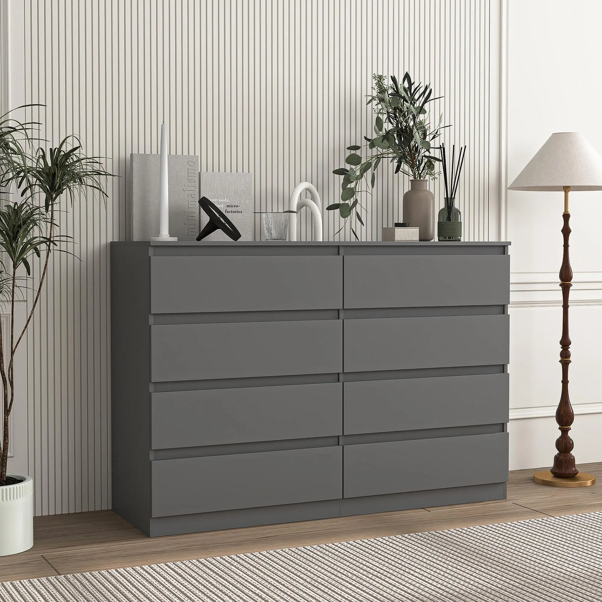 Grey-8 Drawers(15.7"D x 47.2"W x 32.7"H)