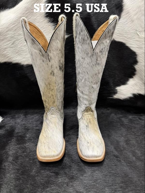 WOMEN COWHIDE SQUARE TOE BOOTS
