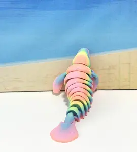 Cute Articulated Manatee, 4.5" Full Articulated Flexible Fidget Toy, 3D Printed Sea Animal Creatures, Stress Relief Fidget Toy, Desk Decor - AM-L-PURPLE