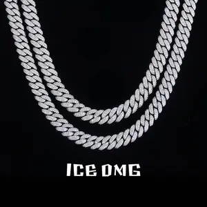 ICEOMG 10mm Hip Hop Jewelry  14K Gold Plated Ice Cuban Link Chain Necklace with CZ Stones for Men Women Sparkling Christmas gifts