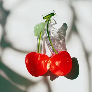 Velvet Claws Cherries on Stem Mini Hair Claw Claw Clip 2.5" Long Acetate Lightweight Strong Hold for Half-Updo Look
