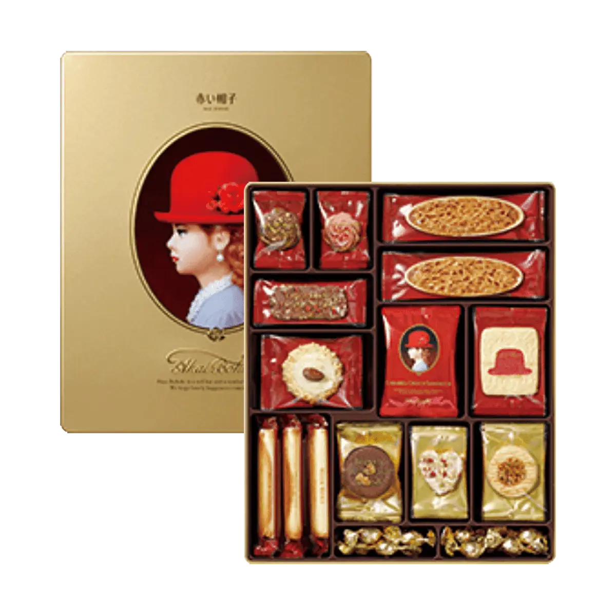AKAIBOHSHI Japanese Assorted Cookies Gift Box - 12 Flavors, 66 Pieces, 572.3g - Premium Holiday & Festival Treats