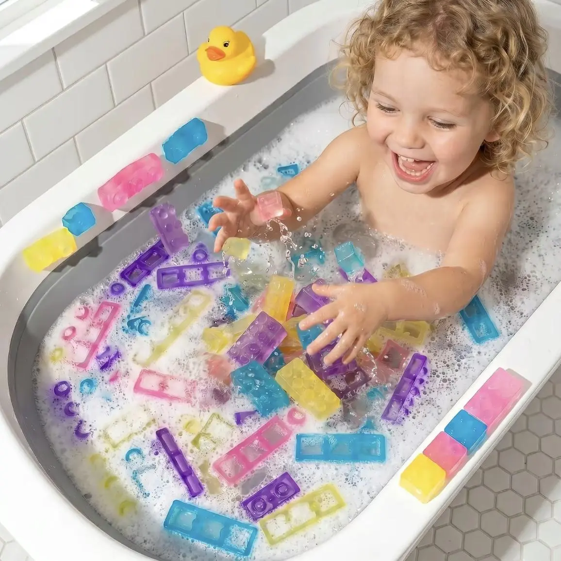 Pastdo 40Pcs Soft Jelly Blocks Building Toys, Non-Toxic Squishy Stretchable Stacking Bricks, ASMR Stress Reliever Fidget Sensory Toy, Montessori Educational Bath Play Viral Gift for Toddlers Ages 3+ & 3 Months
