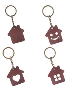 1pcs Handmade Wooden House Keychain, Customizable Shape, Engraved Wood Tag, Boho Style, Ideal for Student Graduation Season Decor