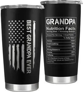 Best Grandpa Ever Tumbler, Gifts for Grandpa Birthday Unique, Grandpa Birthday Gifts, 20 Oz Black Tumbler Drinkware Flasks