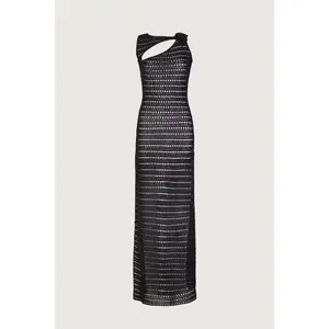 Rosette Sleeveless Crochet Dress (Black)