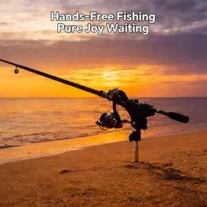 Hitorhike Pro Bank Fishing Rod Holder 2-Pack - Fishing Equipment Accessories, 360° Tool-Free Adjustable, GentleGrip/PowerLock, Heavy-Duty Hands-Free Mount for Quick Shore Setup