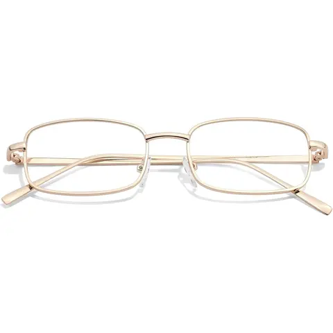 Women's Blue Light Blocking Bluelight Glasses - 2025 Trendy 50mm Lens Metal Vintage Slim Rectangle Frame, Female Prom Fashion Eyewear, Sunglasses Accessory with Great Customer Service