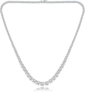 [Unisex]  Graduated 3-6MM CZ Tennis Necklace Round Cubic Zirconia Classic Hiphop Style Party Birthday Gift Trendy Elegant For Women For Men 16-24 Inches YNN1905-W Cuban Link Chain Fashion Pendants