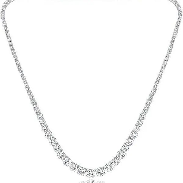 GEMESME Unisex Gold Plated Copper Tennis Necklace, 3-6MM Graduated Round CZ Chains with Double-Latch Box Closure, 16-24 In Trendy Elegant Costume Jewelry, Party/Birthday Gift, YNN1905-W