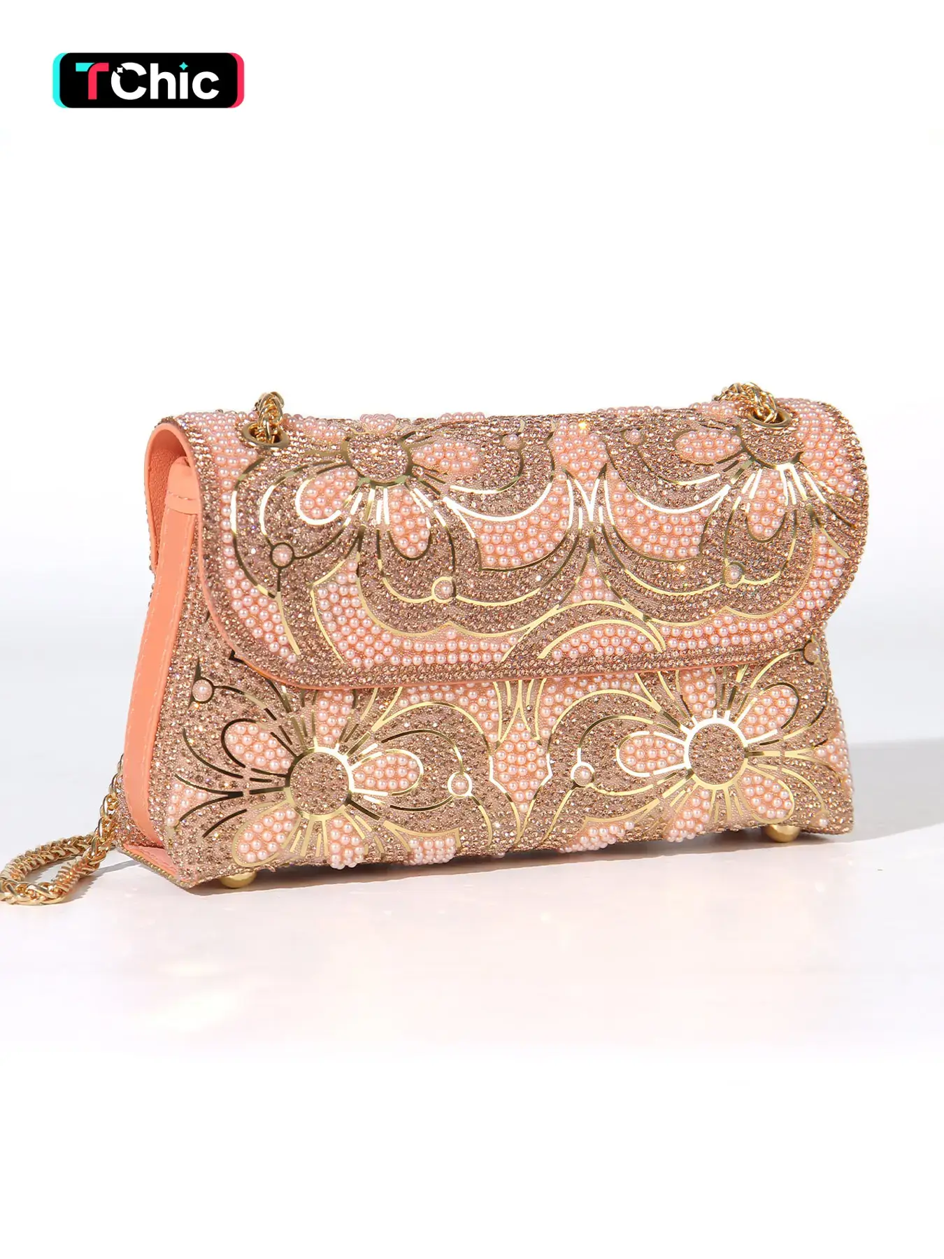 Women's Elegant Flower Design Evening Bag, Exquisite Trendy Embellished Clutch Bag, Fashionable Bag for Party Decoration, Elegant Stylish Fashion Purses