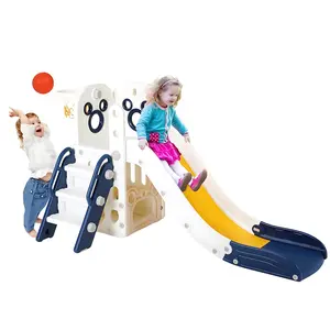 Arlopu Toddler Sturdy Slide with Climbing Frame, Storage Frame, Basketball Hoop, Suction Cup Reinforced Base, Suitable for Boys and Girls Cute Birthday Gift, Indoor, Outdoor, Nursery
