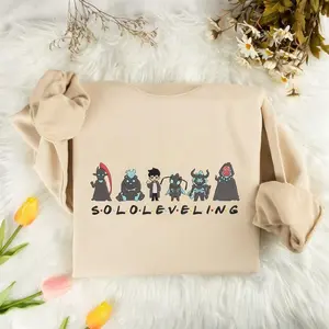 Solo Leveling Embroidered Anime Sweatshirt, I Alone Level Up-Inspired Design Gift for Manga Fans