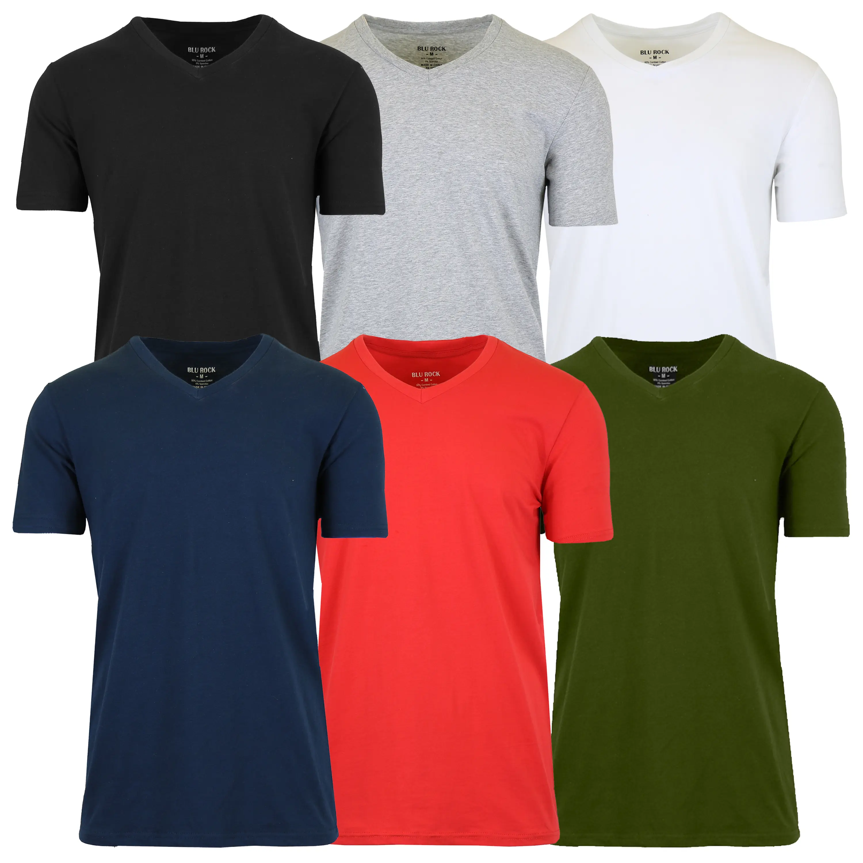 (V-Neck Stretch) Black-Grey-Navy-Red-Olive-White