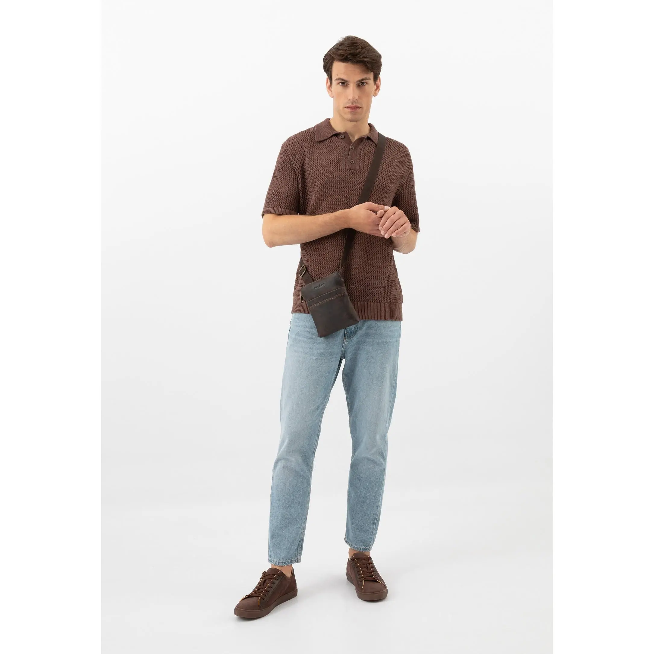 Wojas Dark Brown Combined Leather Sneakers | 1022772