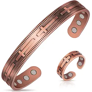 Nandudu Magnetic Copper Women's Bracelet and Ring，Adjustable Copper Jewelry Set for Women, Bracelet & Ring Set,  Gift