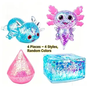 4PCS Cute Squishy Toys Set, Anxiety Squishies, Stress Relief Fidget Pack for Adults Kids, Infinite Decompression Sensory Toy, Anxiety Calming Squeeze, Birthday Gift Idea (Random Colors)