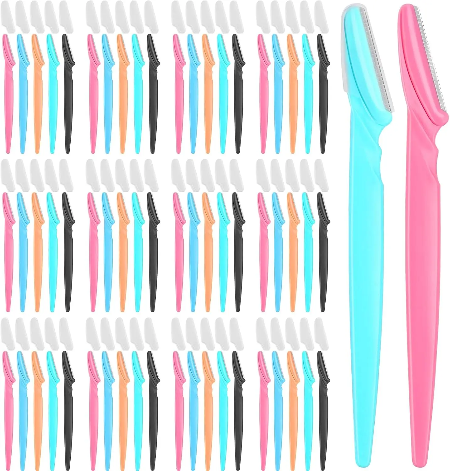 100 Pcs Eyebrow & Facial Razors for Women & Men, Precision Dermaplaning Tools for Smooth Skin & Shaping with Safety Covers Set Kit Makeup Dermaplane Eyebrow Trimmer Razor Set
