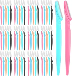 100 Pcs Eyebrow & Facial Razors for Women & Men, Precision Dermaplaning Tools for Smooth Skin & Shaping with Safety Covers Set Kit Makeup Dermaplane Eyebrow Trimmer Razor Set