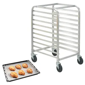 VEVOR Bun Pan Rack, 10-Tier Commercial Bakery Racks with Brake Wheels, Aluminum Racking Trolley Storage for Half & Full Sheet, Speed Rack For Kitchen Home, Bread Baking Equipment, 26"L x 20.3"W x 39"