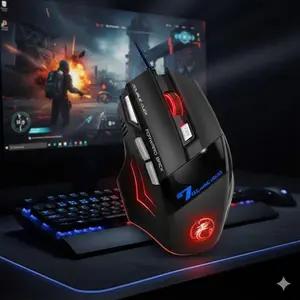 Pro Gaming Ergonomic Mouse: 5500 DPI Precision Sensor, RGB Lighting, 7 Programmable Buttons, Anti-Slip Palm Rest, Sweat-Resistant Grip, Portable Gear for PC Gamers