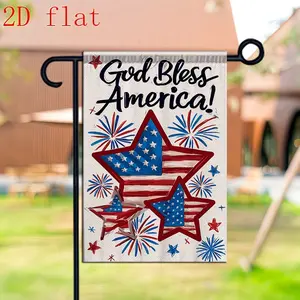 God Bless America Garden Flag, Patriotic Star Firework Yard Flag, Independence Day Outdoor Decor 12*18inch
