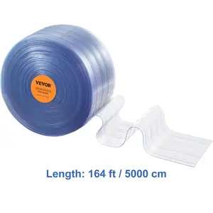 【fathersdaygift】VEVOR Strip Curtain, 164' Length, 8" Width, 0.08" Thickness, Clear Ribbed Plastic Door Strips, PVC Curtain Strip Door Bulk Roll for Warehouses, Factories, Supermarkets, Shopping Malls, Halls, Garages