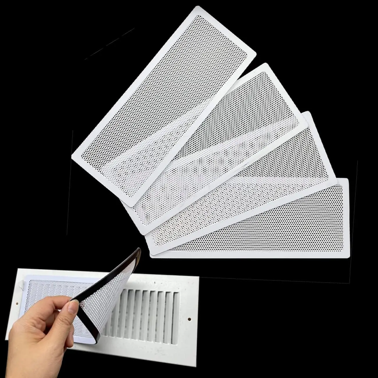 Magnetic Air Vent Screen Cover Parts, 4"x10" Size, Easy to Install with Magnetic Properties, Prevents Items from Falling, for Wall/Floor/Ceiling Vent Filters (4-Pieces Per Pack)