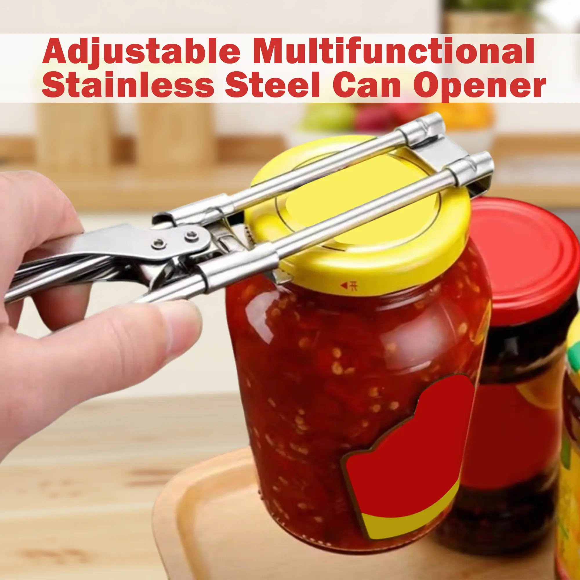 Jar Opener for Weak Hands, Multi-Grip Bottle Lid Opener Tool, Heavy-Duty Stainless Steel Design for Easy Opening, Suitable for Elderly & Weak Grip