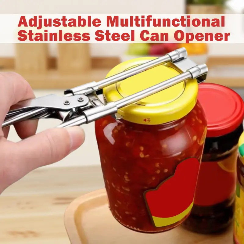 Jar Opener for Weak Hands, Multi-Grip Bottle Lid Opener Tool, Heavy-Duty Stainless Steel Design for Easy Opening, Suitable for Elderly & Weak Grip
