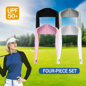 Four Sets of Outdoor Sunscreen Shoulder Sleeves New Solid Color Golf Ice Sleeve Cycling Multifunctional Sunscreen Shawl Ice Sleeve Cooling Arm Covers Tennis Arm Cuffs Arm Guard