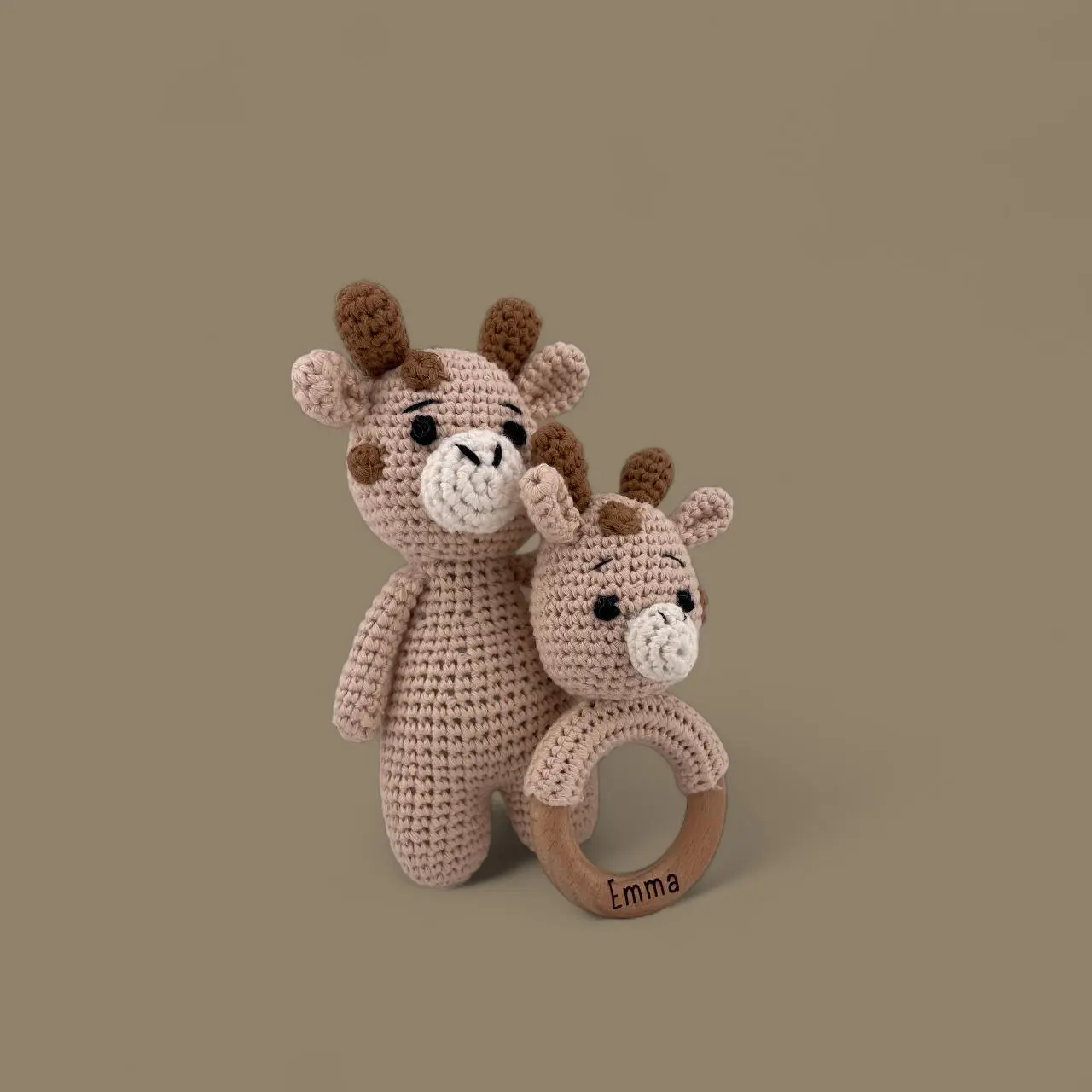 Little Beaver Nandi Giraffe Rattle & Plush | 100% Cotton Baby Toy | Customizable Name | Soft & Safe for Infants