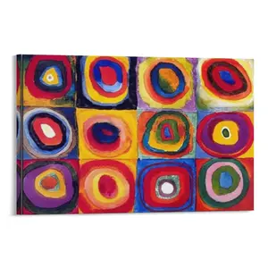 Modern Bright Wall Art Wassily Kandinsky Prints And Posters Abstract Circle Art Canvas Poster Bedroom Decor Sports Landscape Office Room Decor Gift Frames Ornaments Decoration Photo Artistic Hanging Frame-Style