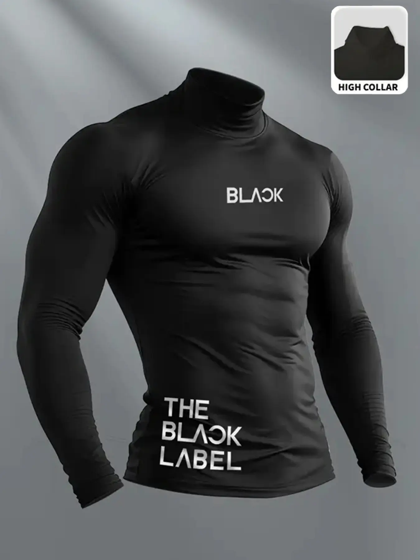 Winter Base Layer King! Viral Black Long Sleeve Compression Top with Military Style Side Numbering. Thermal &  Mock Neck Top for Running Cold Weather Outdoor Layering. Ultimate Training Partner! #ThermalBaseLayer #SeamlessFit Athletic Compression Shirts