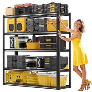 Heavy-Duty 5-Tier Metal Utility Storage Rack with Wire Mesh, 2500 Lbs Capacity, 72" H x 35" W x 16" D, Floor-Mounted, Suitable for Garage, Warehouse, Home Organizing