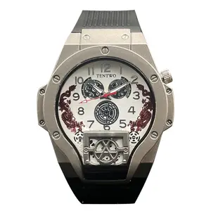 New Men's Dragon Dial Watch, Fashion Silicone Quartz Wristwatch for Men with Trendy Design