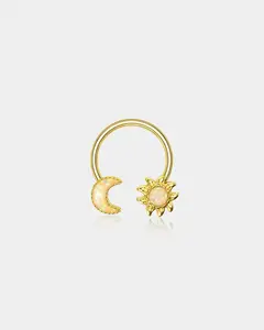 Moon & Sun Lab-Grown Opal Horseshoe Septum Ring