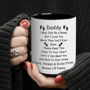 Ceramic New Dad Gift Coffee Mug - Insulated, Hand Wash Only - Daddy To Be Family Reveal Cup with Loving Message from Unborn Baby