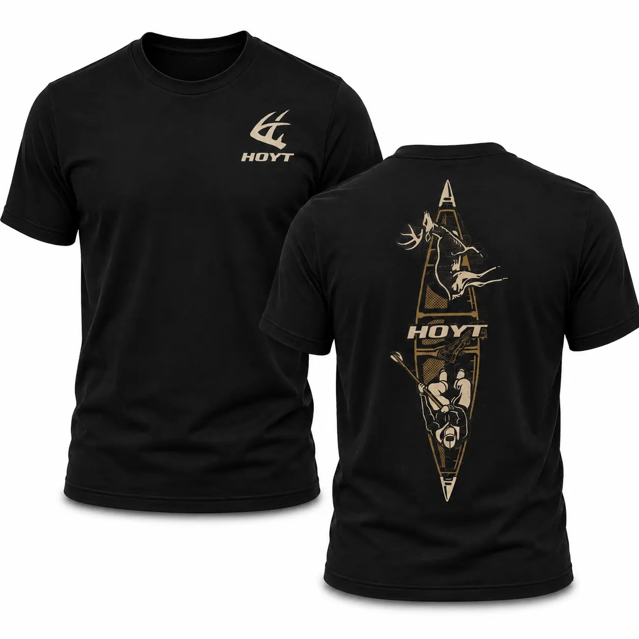 Hoyt Archery Outdoor Waterway Men's Shirt, Hunting T-shirt, Crew Bowhunting Shirt, Deer Skull Archery Tee, Archery Tactical Gear, Unisex Short Sleeve Casual 100%, Outdoor Gift For Men, Made In USA.