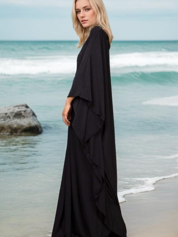 Women's Kaftan Dresses, Plus Size Bathing Suit Cover Up, V-Neck Batwing Design, Loose Fit Moroccan Style Mumu Dress, Batwing Sleeve Kaftan