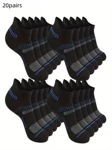 Men's Mesh Sports Athletic Ankle Socks, Performance Cushioned Breathable Low-Cut Arch Support, Casual Patchwork Design, All Seasons