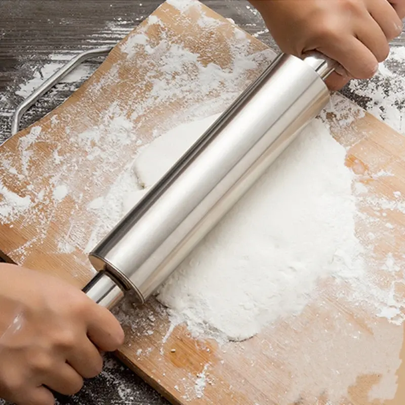 1 PC Steel Rolling Pin for Pasta & Cookie Making, Durable Kitchen Utensil for Homemade Bread & Pastry, Essential Cooking Accessory, Baking Supplies, Baking, Bakeware
