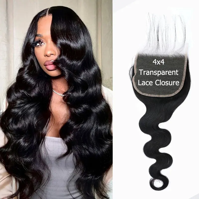 StariaHair Ultra-thin Transparent Lace Closure 2x6 / 4x4 / 13x4 Body Wave Straight 100% Virgin Brazilian Hair 1B Highlight Free Part Pre Plucked