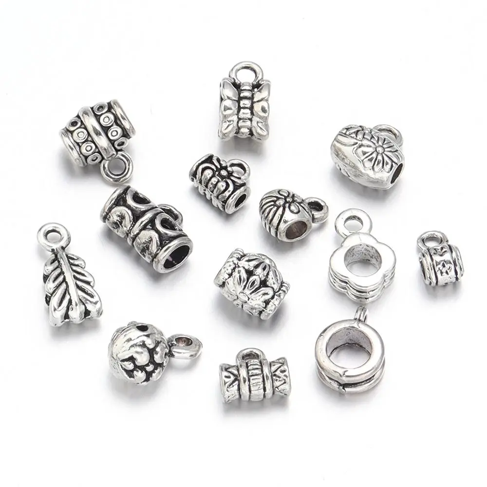 20pcs/bag Antique Silver Bronze Bail Beads Random mixed For DIY Jewelry Findings Bracelet  Accessories Hanging Beads Connector
