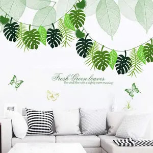 Tropical Leaf Pattern Wall Hanging Banner, 1 Count Green Leaf Garland, Wall Decor for Home Living Room Bedroom, Party Decoration Supplies, Ornaments